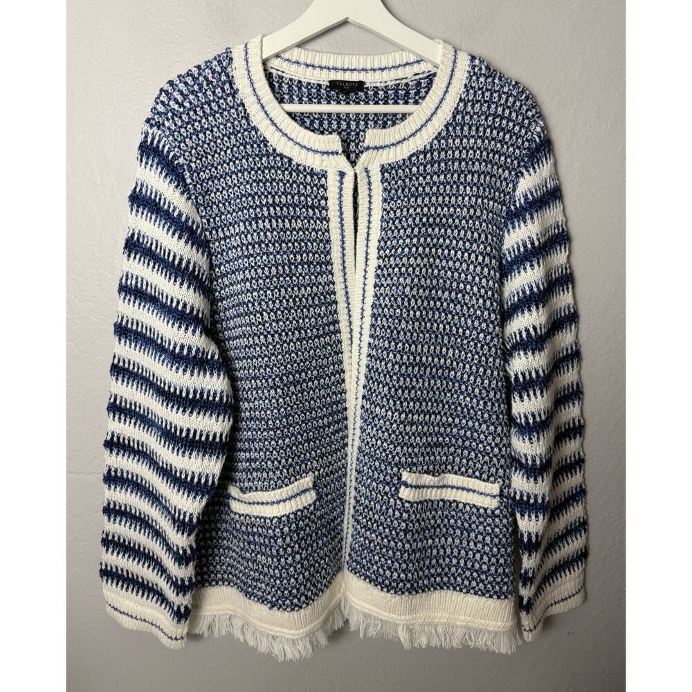 Talbots Plus Size 2x Mixed Texture Fringe Hem Ope… - image 1